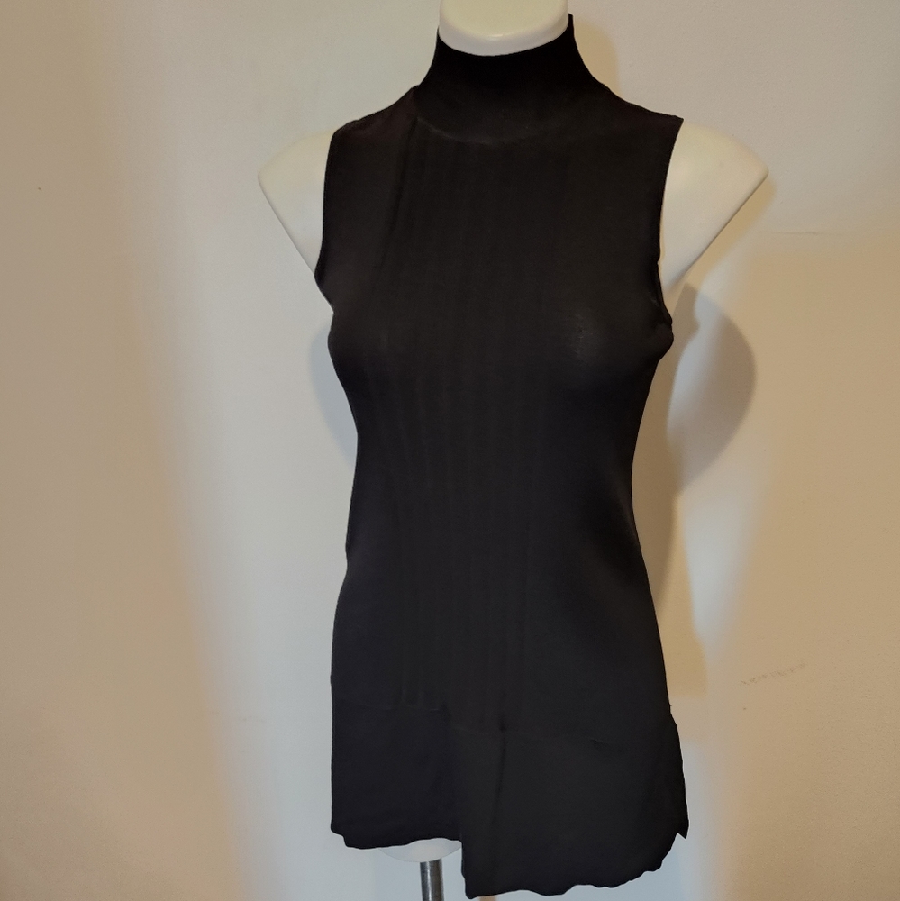 Parker Sleeveless Black Striped Dress XS